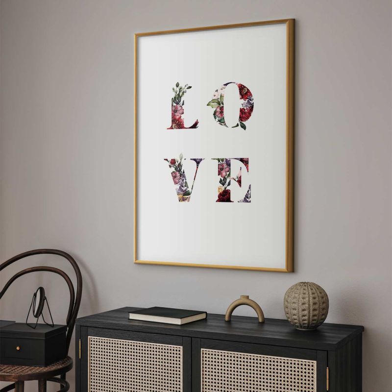 Plakat Artgeist Miłość w kwiatach 21x30 cm z ramą złotą 1 szt