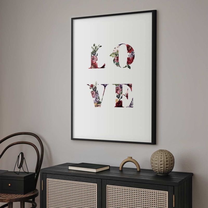 Plakat Artgeist Miłość w kwiatach 40x60 cm z ramą czarną 1 szt