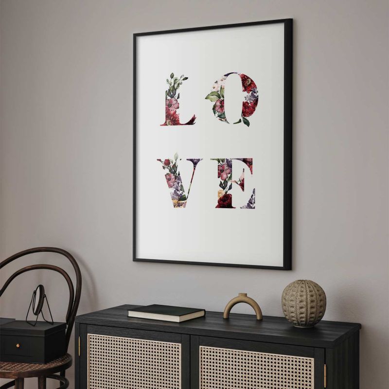 Plakat Artgeist Miłość w kwiatach 40x60 cm z ramą czarną 1 szt