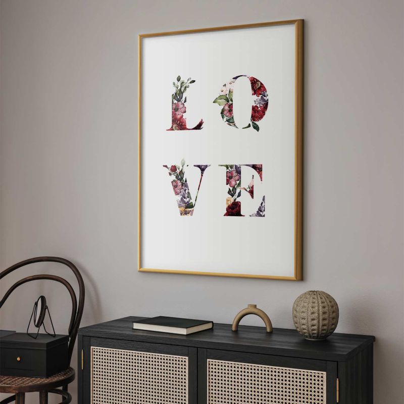 Plakat Artgeist Miłość w kwiatach 40x60 cm z ramą złotą 1 szt