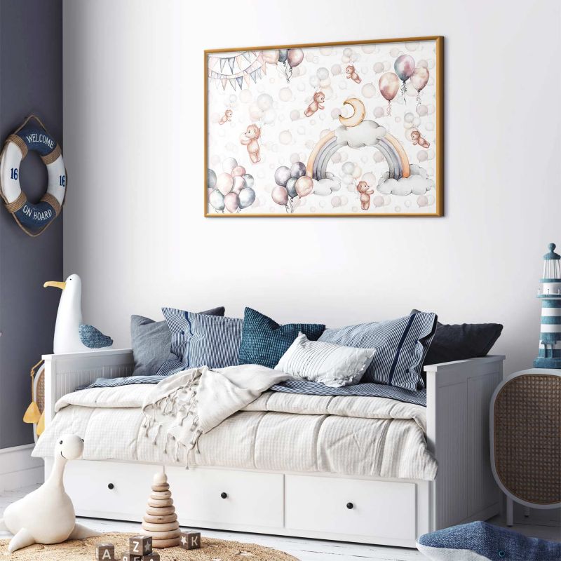 Plakat Artgeist Misie w przestworzach 42x29,7 cm z ramą złotą 1 szt