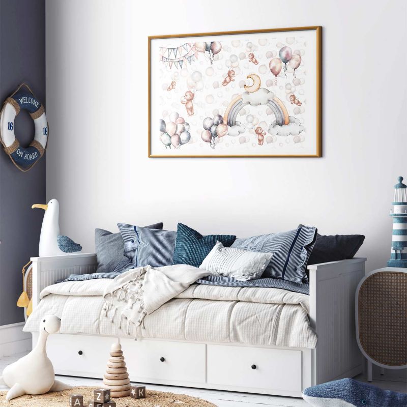 Plakat Artgeist Misie w przestworzach 60x40 cm z ramą złotą 1 szt