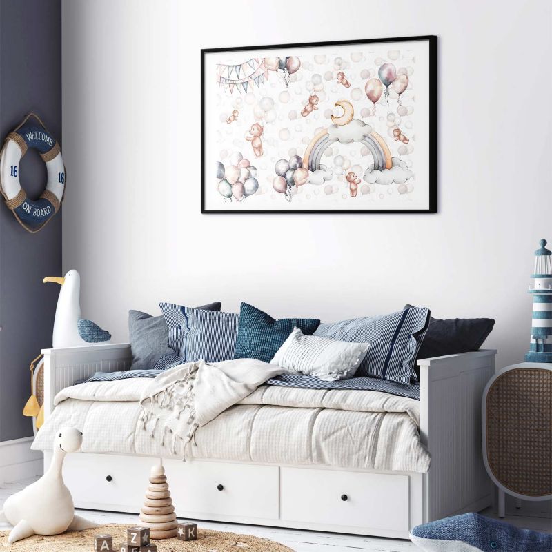 Plakat Artgeist Misie w przestworzach 90x60 cm z ramą czarną 1 szt