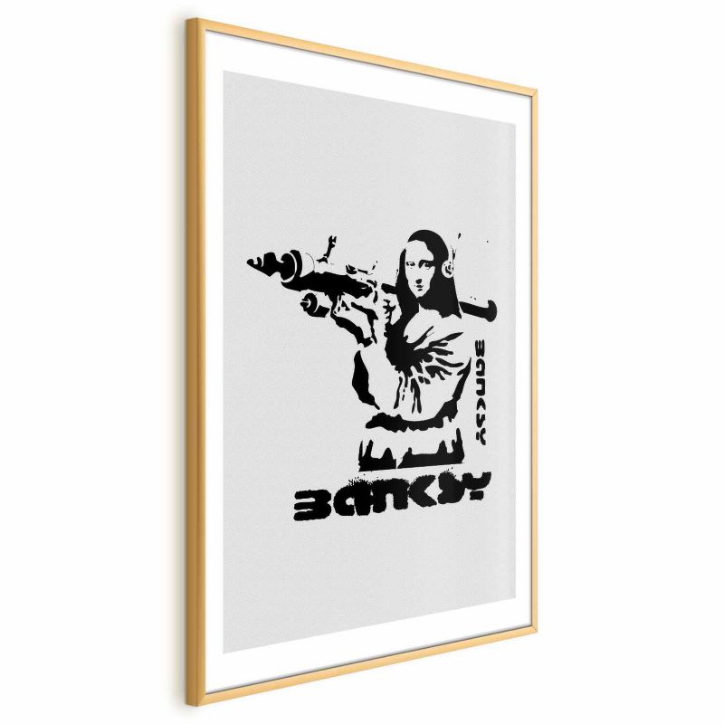 Plakat Artgeist Mona Lisa z bazuką 21x30 cm z ramą złotą 1 szt