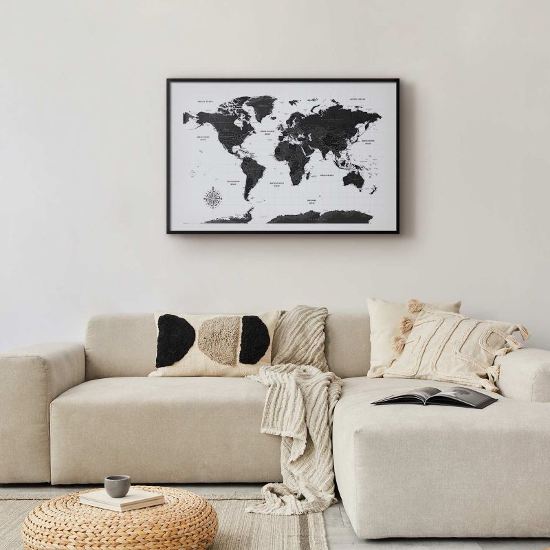 Plakat Artgeist Monochromatyczna mapa 30x21 cm z ramą czarną 1 szt