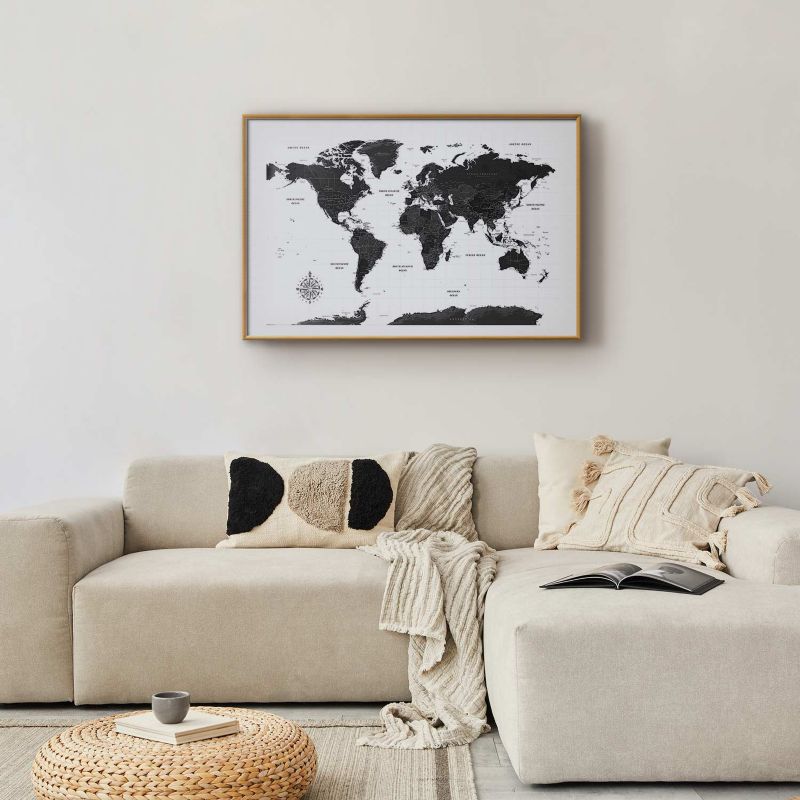 Plakat Artgeist Monochromatyczna mapa 60x40 cm z ramą złotą 1 szt