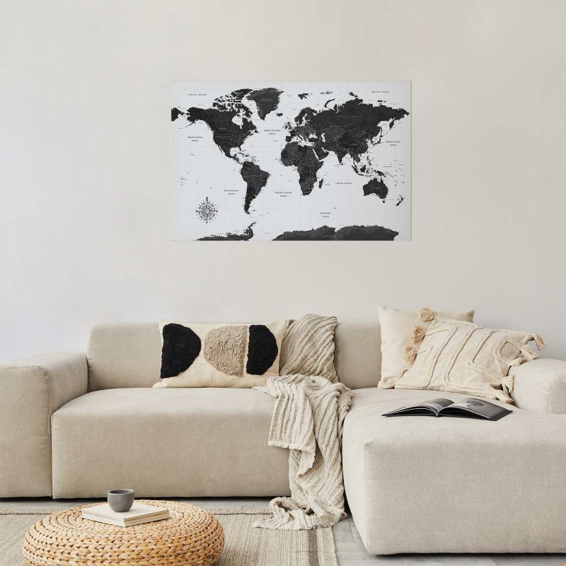 Plakat Artgeist Monochromatyczna mapa 90x60 cm bez ramy 1 szt