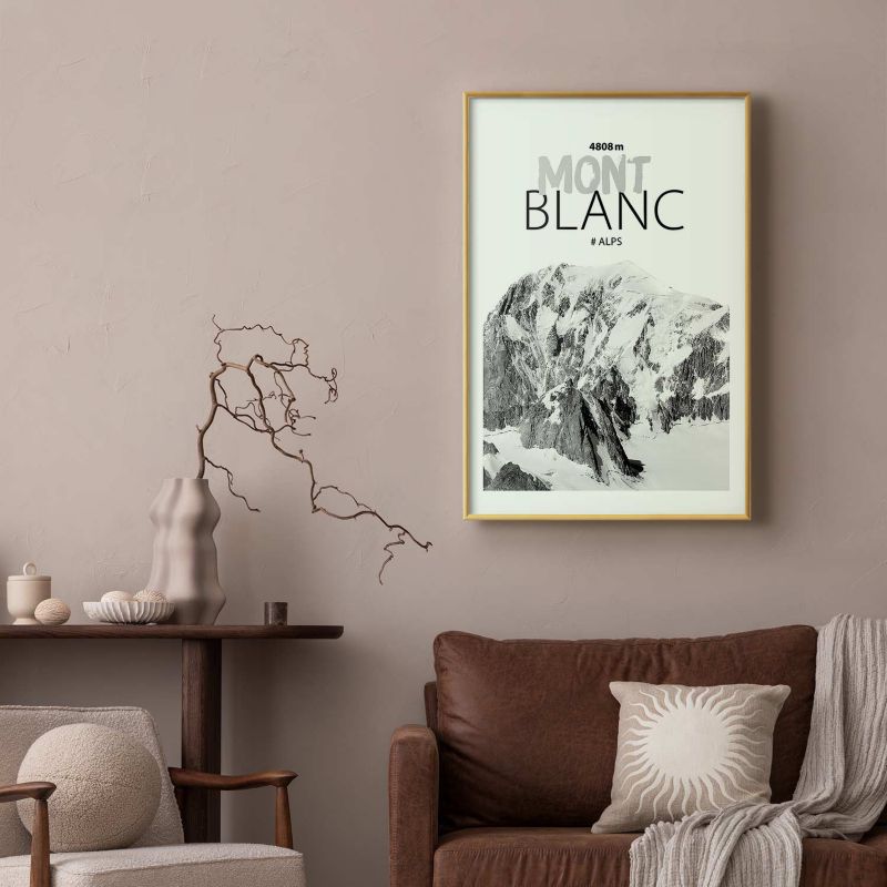 Plakat Artgeist Mont Blanc 21x30 cm z ramą złotą 1 szt
