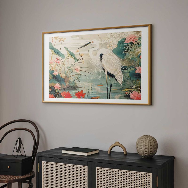 Plakat Artgeist Nad azjatyckim stawem 90x60 cm z ramą złotą 1 szt