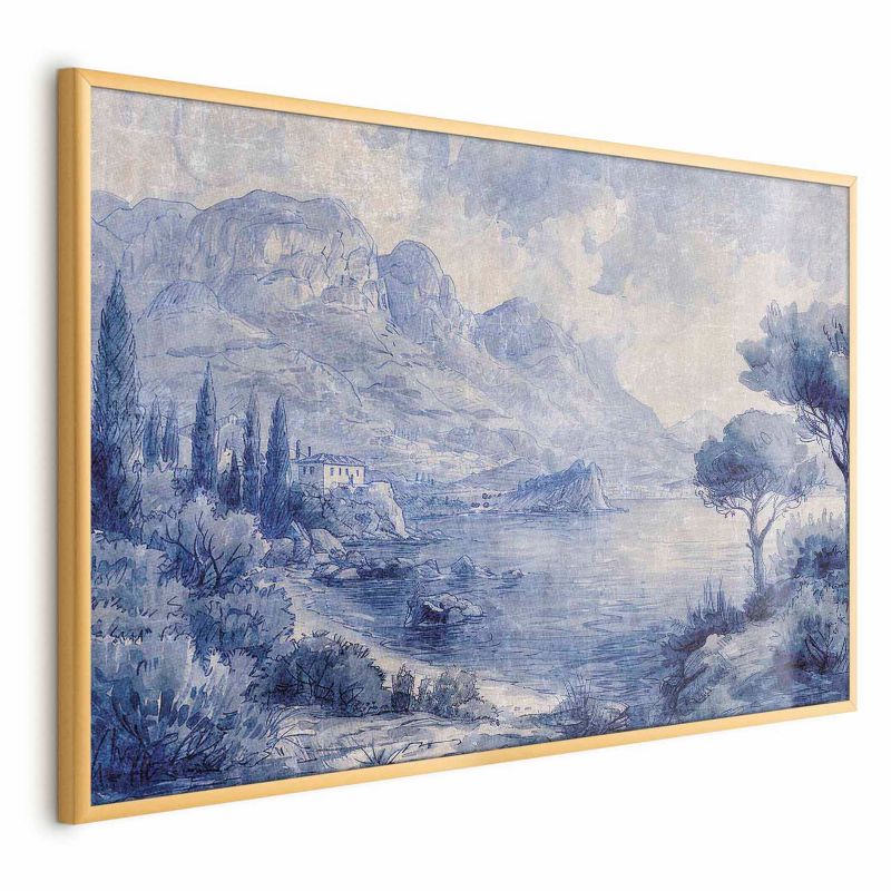 Plakat Artgeist Niebieska zatoka 42x29,7 cm z ramą złotą 1 szt