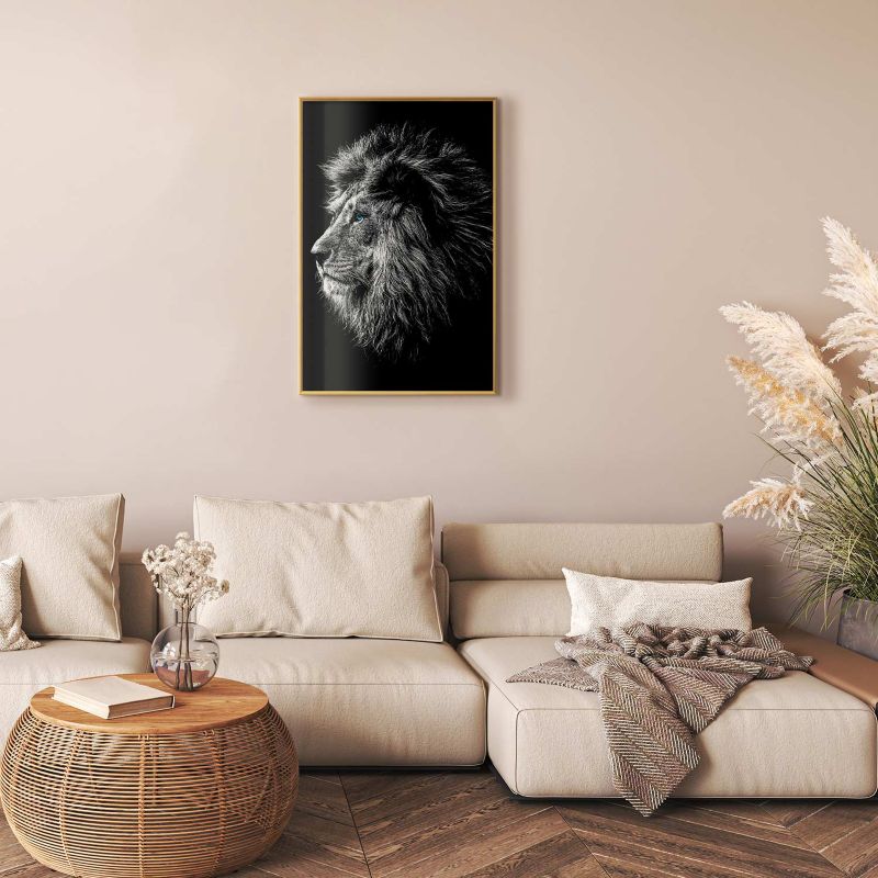 Plakat Artgeist Niebieskooki lew 29,7x42 cm z ramą złotą 1 szt