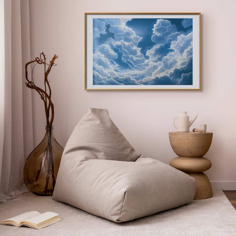 Plakat Artgeist Niebo i puchate chmury 42x29,7 cm z ramą złotą 1 szt