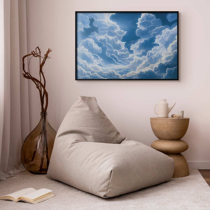 Plakat Artgeist Niebo i puchate chmury 90x60 cm z ramą czarną 1 szt