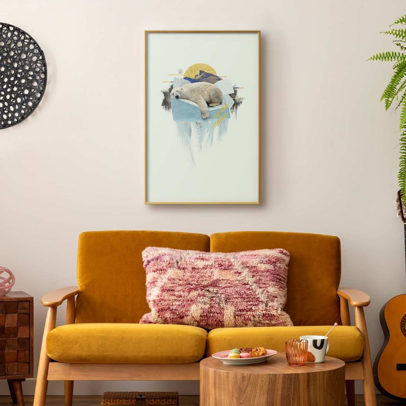 Plakat Artgeist Niedźwiedź polarny 40x60 cm z ramą złotą 1 szt