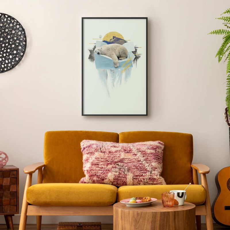 Plakat Artgeist Niedźwiedź polarny 60x90 cm z ramą czarną 1 szt
