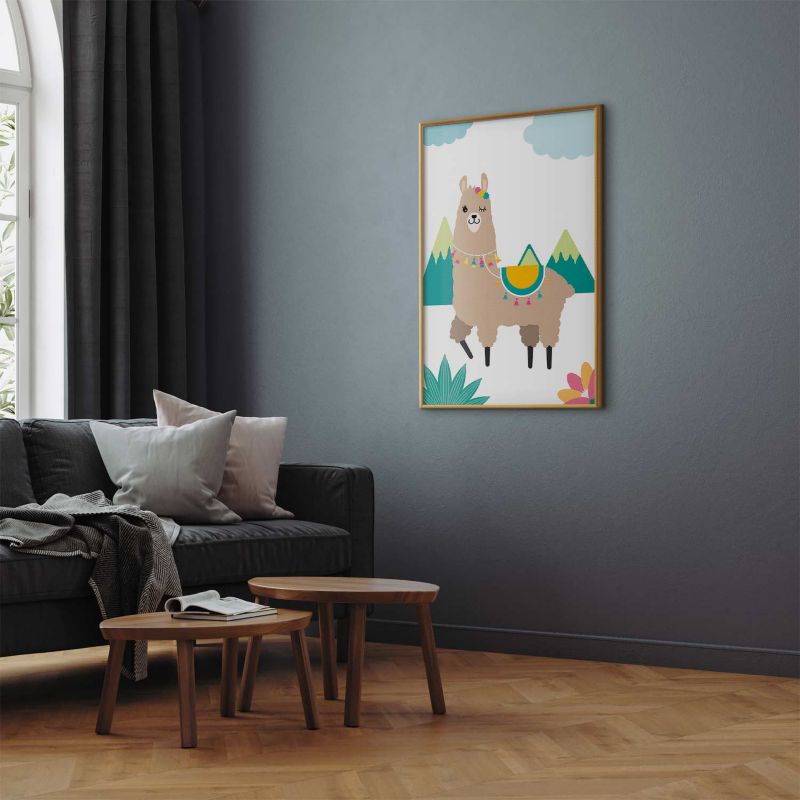 Plakat Artgeist Niezwykła lama 29,7x42 cm z ramą złotą 1 szt