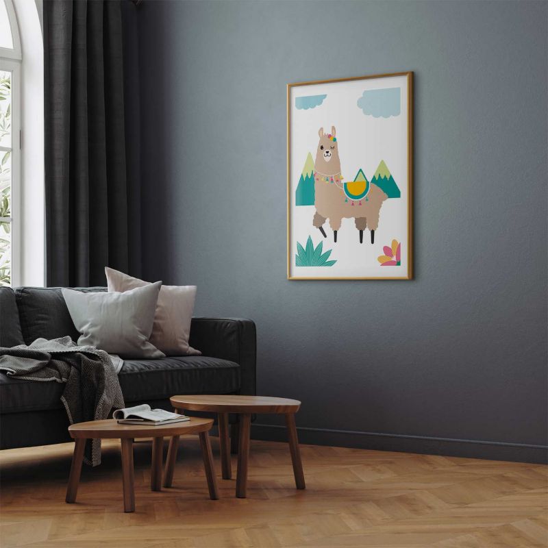 Plakat Artgeist Niezwykła lama 29,7x42 cm z ramą złotą 1 szt