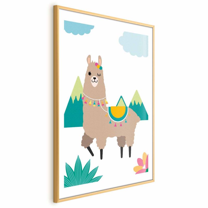 Plakat Artgeist Niezwykła lama 60x90 cm z ramą złotą 1 szt