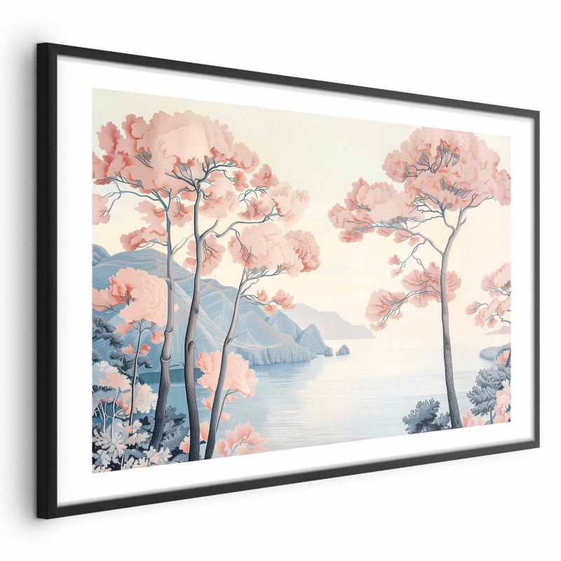 Plakat Artgeist Ocean i drzewa 30x21 cm z ramą czarną 1 szt