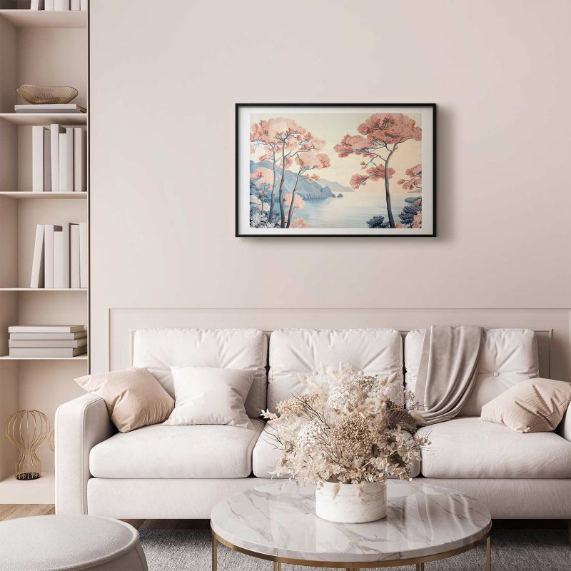 Plakat Artgeist Ocean i drzewa 30x21 cm z ramą czarną 1 szt