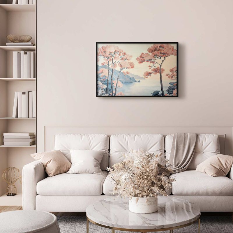 Plakat Artgeist Ocean i drzewa 60x40 cm z ramą czarną 1 szt