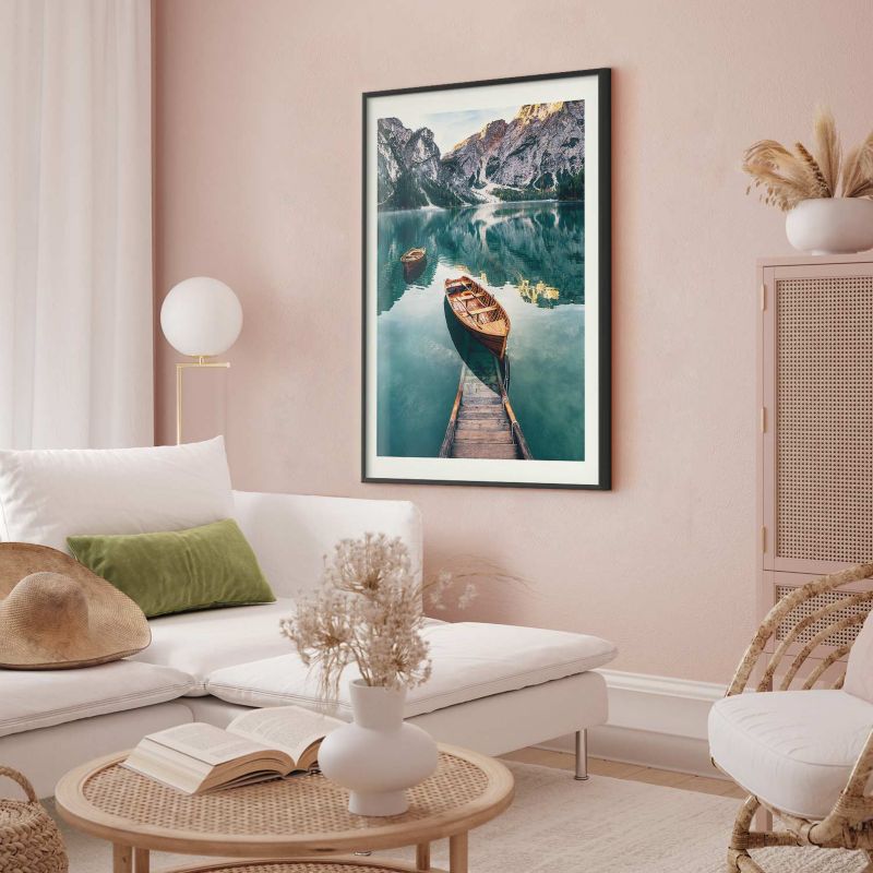 Plakat Artgeist Łodzie w Dolomitach 21x30 cm z ramą czarną 1 szt