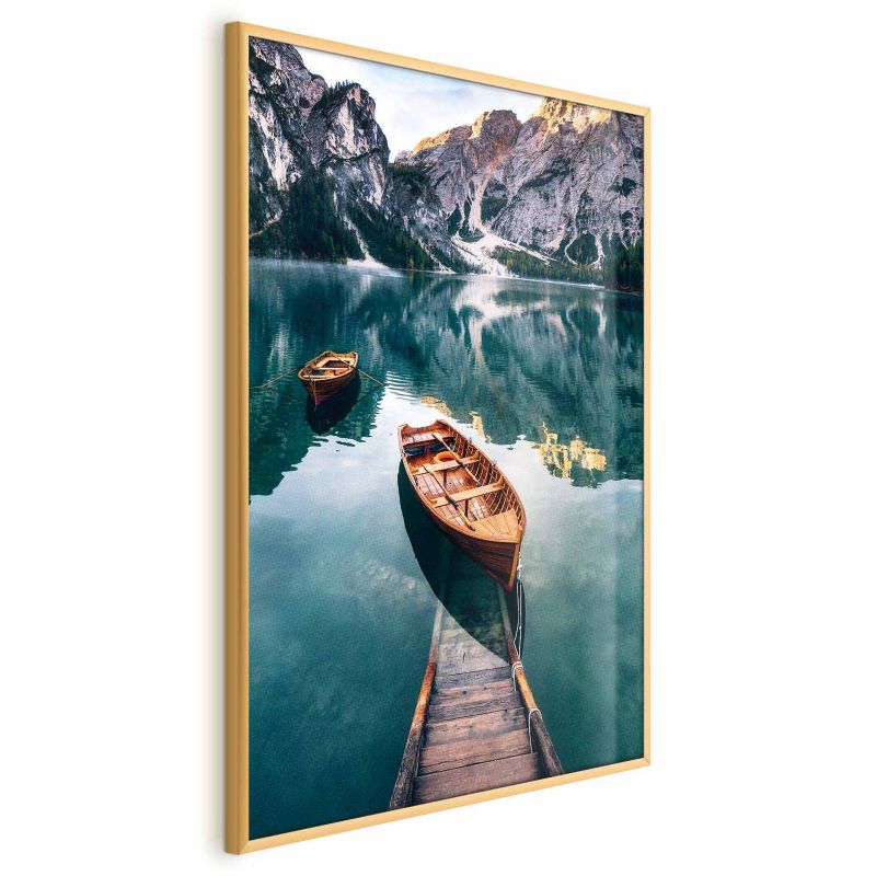 Plakat Artgeist Łodzie w Dolomitach 21x30 cm z ramą złotą 1 szt