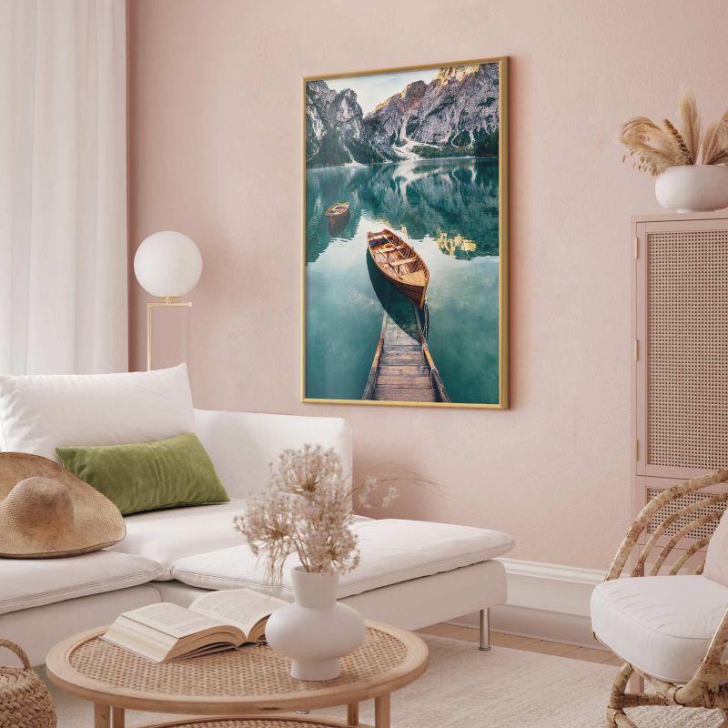 Plakat Artgeist Łodzie w Dolomitach 21x30 cm z ramą złotą 1 szt
