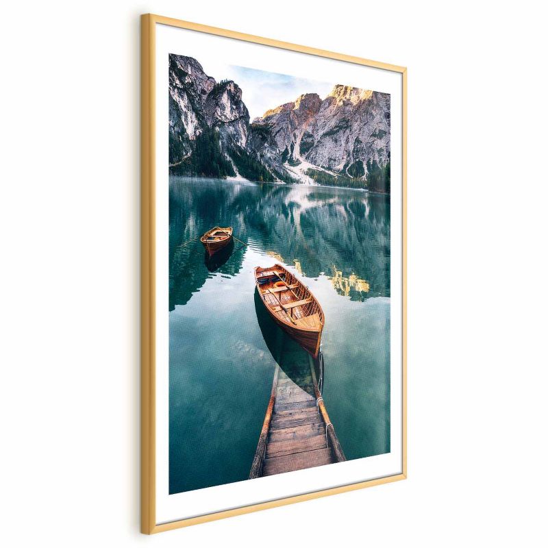Plakat Artgeist Łodzie w Dolomitach 29,7x42 cm z ramą złotą 1 szt