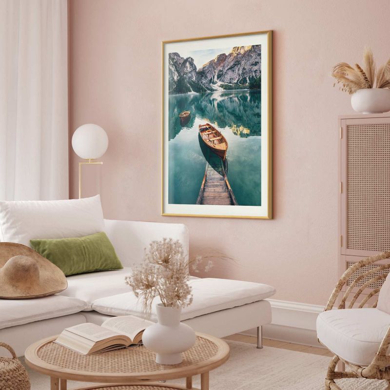 Plakat Artgeist Łodzie w Dolomitach 60x90 cm z ramą złotą 1 szt