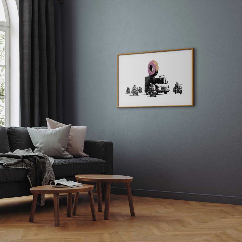 Plakat Artgeist Pączkowa policja 90x60 cm z ramą złotą 1 szt