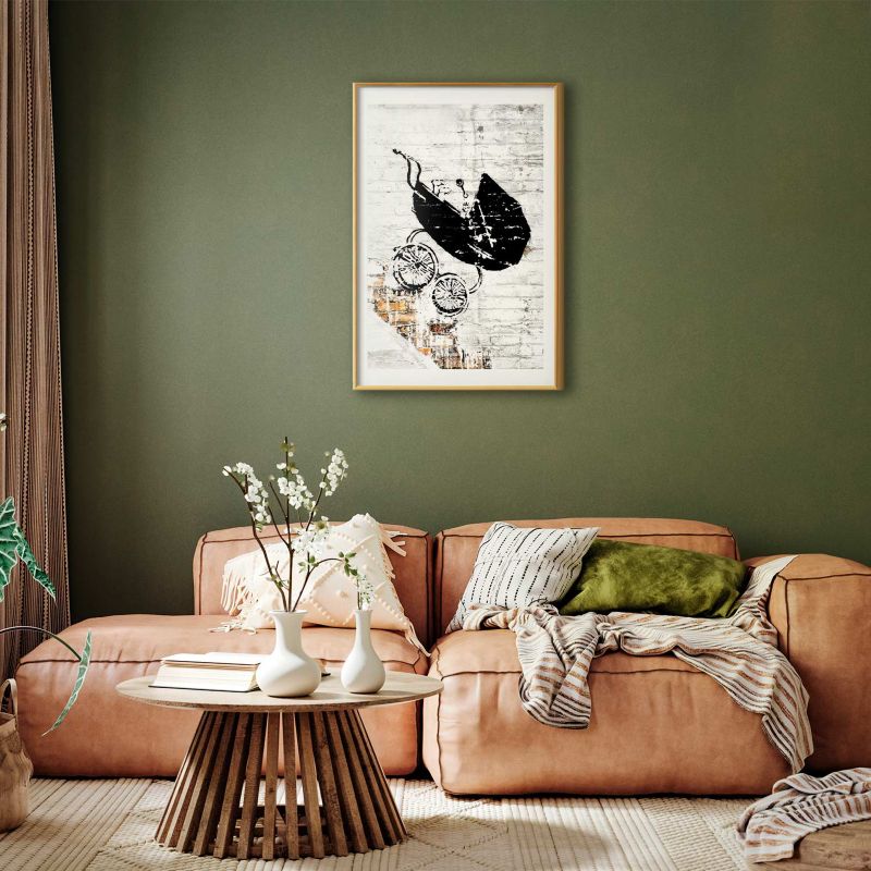 Plakat Artgeist Pędzący wózek 21x30 cm z ramą złotą 1 szt