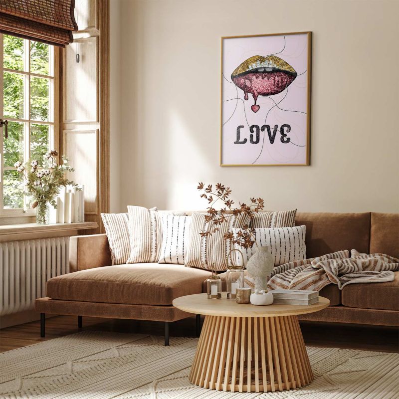 Plakat Artgeist Płynne usta 29,7x42 cm z ramą złotą 1 szt