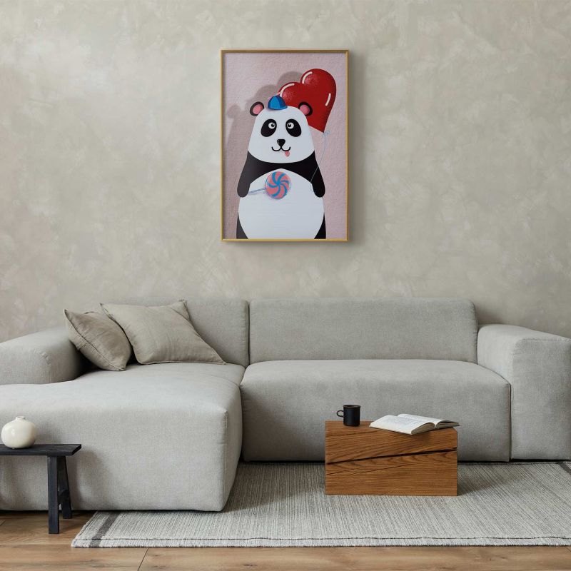 Plakat Artgeist Panda z balonikiem 29,7x42 cm z ramą złotą 1 szt