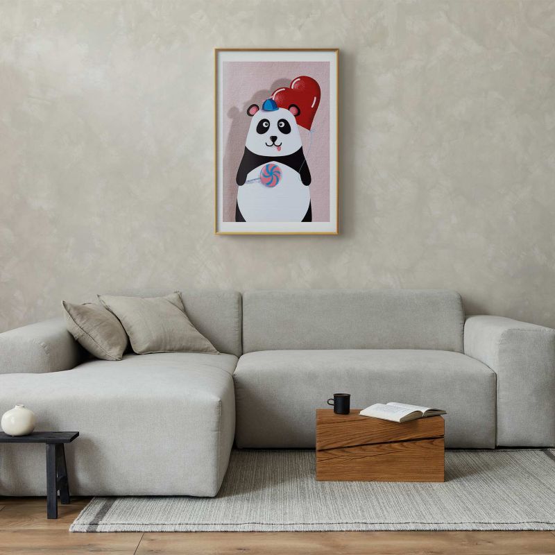 Plakat Artgeist Panda z balonikiem 29,7x42 cm z ramą złotą 1 szt