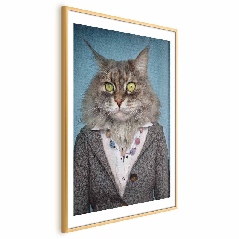 Plakat Artgeist Pani kot 60x90 cm z ramą złotą 1 szt