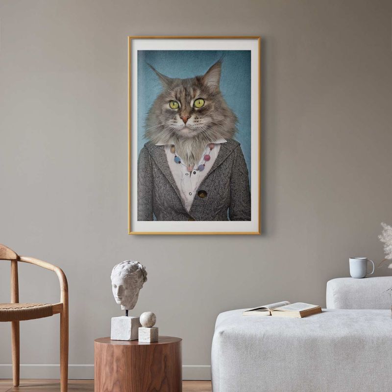Plakat Artgeist Pani kot 60x90 cm z ramą złotą 1 szt