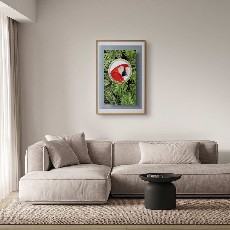 Plakat Artgeist Papuga w dżungli 60x90 cm z ramą złotą 1 szt