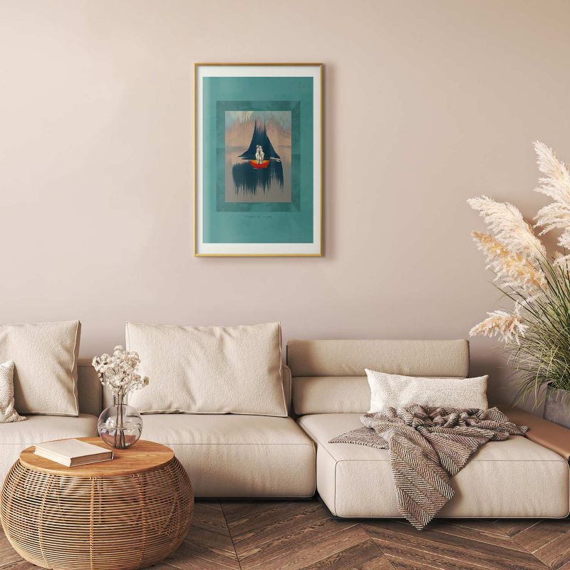 Plakat Artgeist Para na łodzi 60x90 cm z ramą złotą 1 szt