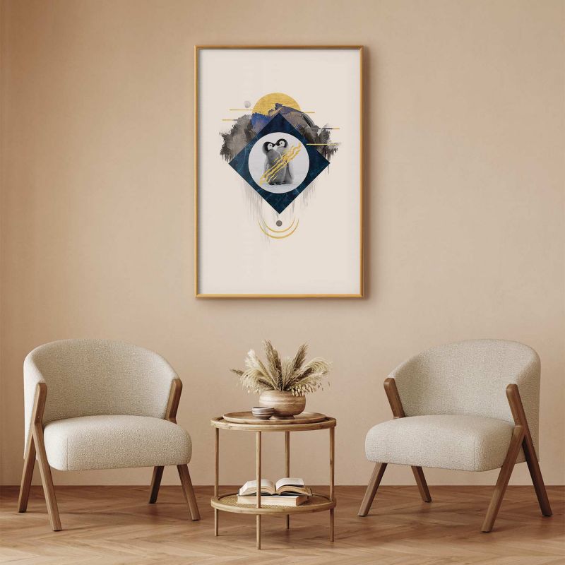 Plakat Artgeist Para pingwinów 21x30 cm z ramą złotą 1 szt