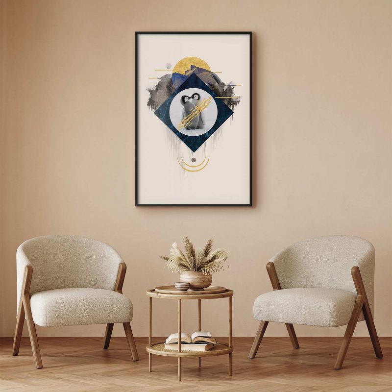 Plakat Artgeist Para pingwinów 60x90 cm z ramą czarną 1 szt