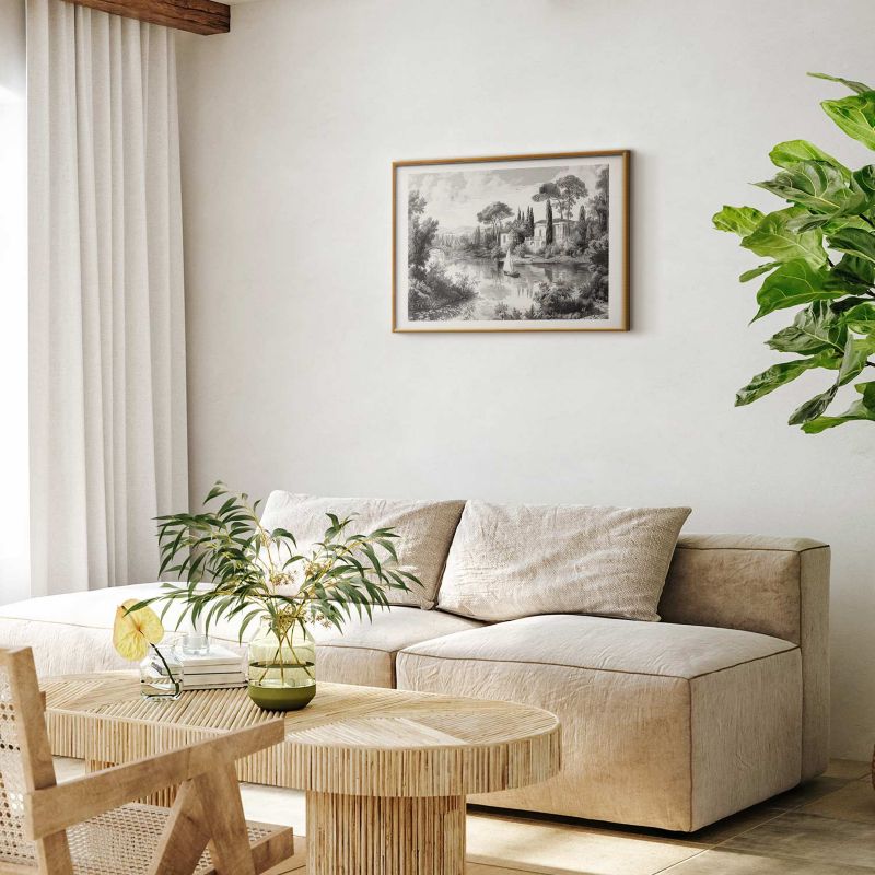 Plakat Artgeist Pejzaż vintage 90x60 cm z ramą złotą 1 szt