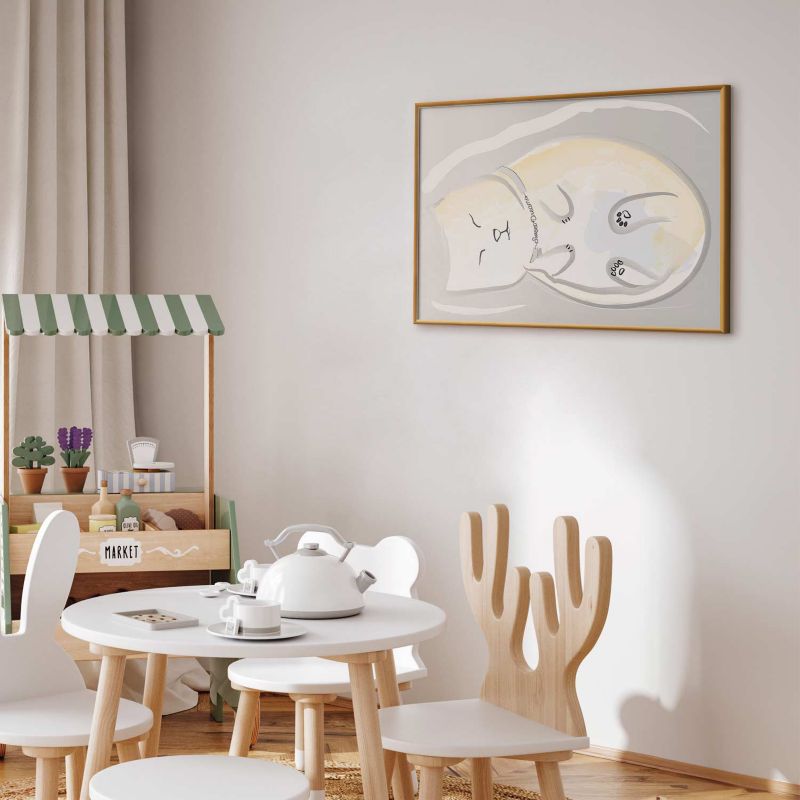 Plakat Artgeist Śpiący kotek 42x29,7 cm z ramą złotą 1 szt