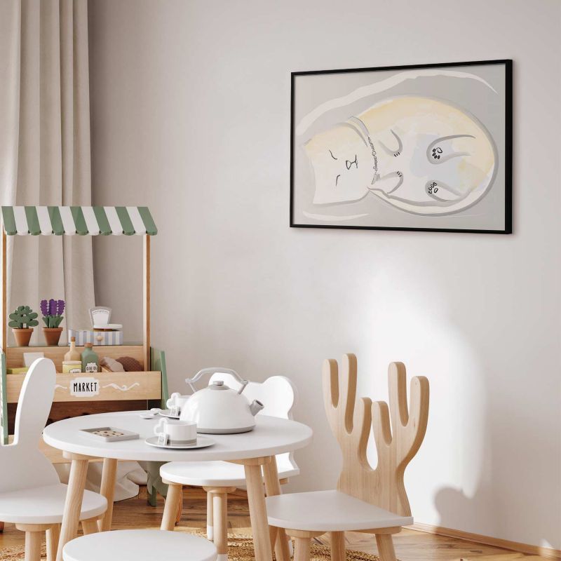 Plakat Artgeist Śpiący kotek 60x40 cm z ramą czarną 1 szt