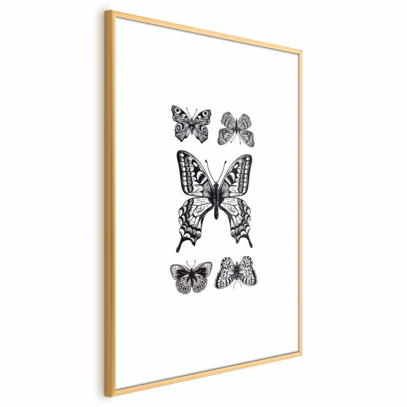Plakat Artgeist Pięć motyli 21x30 cm z ramą złotą 1 szt