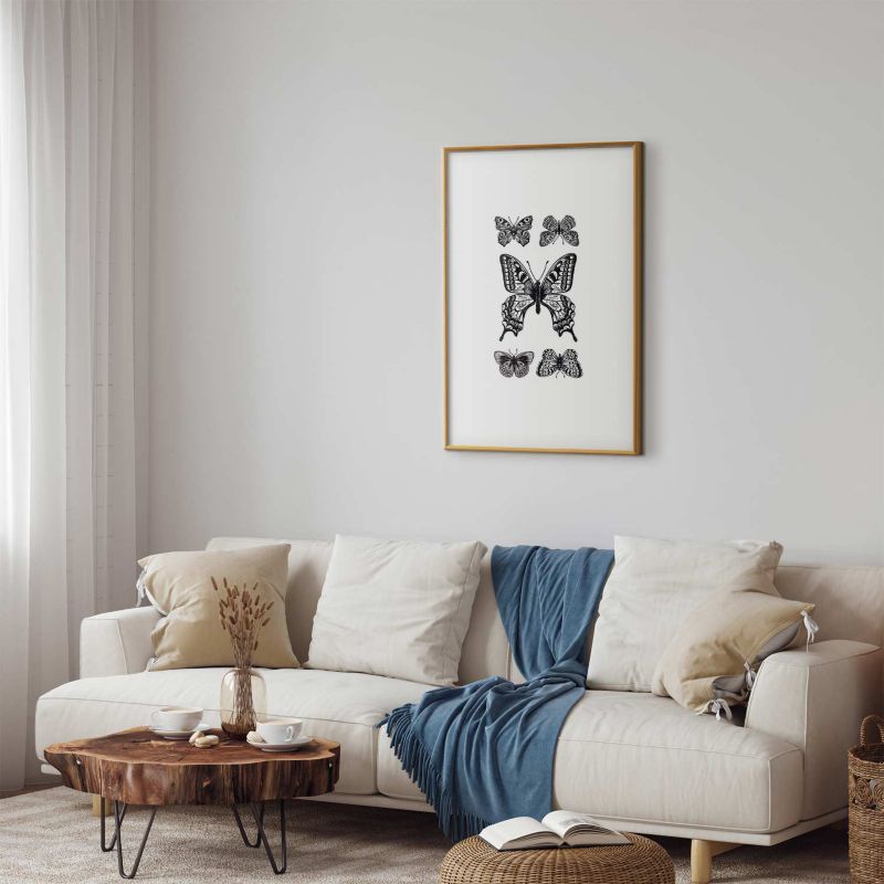 Plakat Artgeist Pięć motyli 21x30 cm z ramą złotą 1 szt