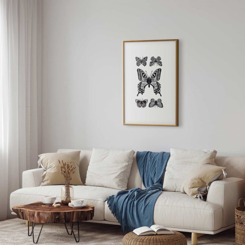 Plakat Artgeist Pięć motyli 29,7x42 cm z ramą złotą 1 szt