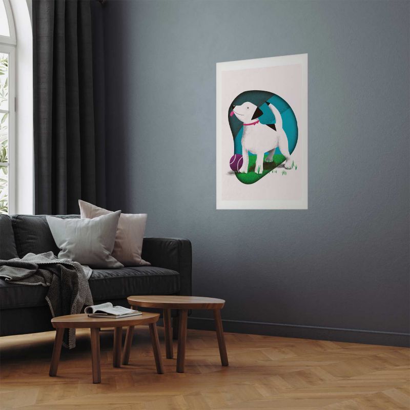 Plakat Artgeist Pies i piłka 29,7x42 cm bez ramy 1 szt