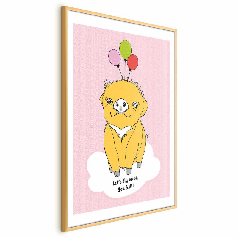 Plakat Artgeist Podniebna świnka 60x90 cm z ramą złotą 1 szt