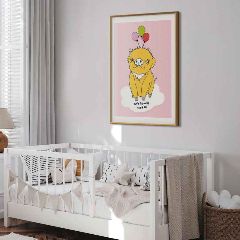 Plakat Artgeist Podniebna świnka 60x90 cm z ramą złotą 1 szt